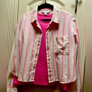 NWT OLD NAVY THE CROPPED SHIRT        PINK T NOT INCLUDED